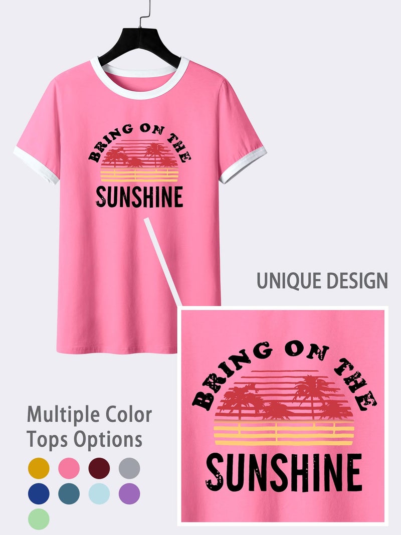 Nlife Bring On The Sunshine Graphic Short Sleeves Tees Blouses for Women Tops Sweaters for Women - Image 4